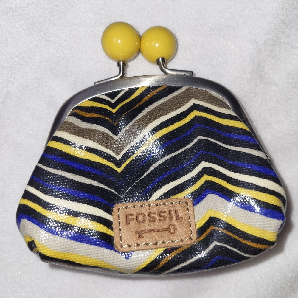 Fossil Multicolor Chevron Kisslock Coin Purse